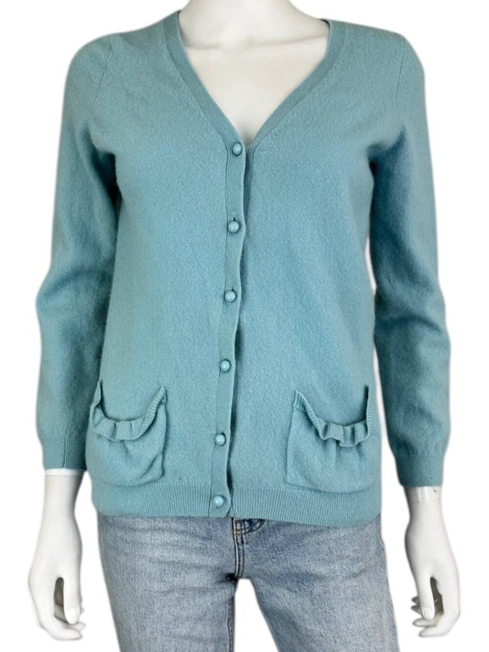 Talbots Blue Lambswool Sweater Cardigan Size S